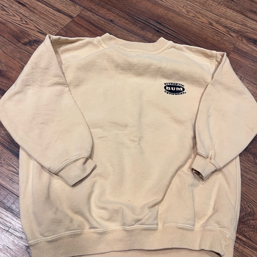 Vintage Bum Equipment Kids Cream and Black Embroidered Crewneck Sweater